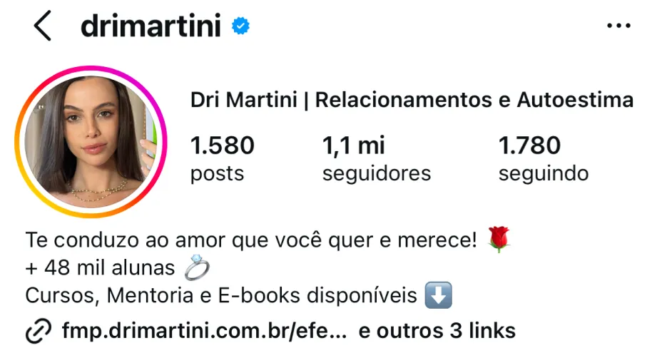 Perfil no Instagram de @drimartini, cliente da HiWorld